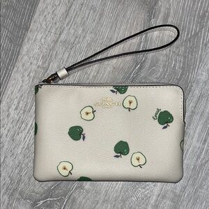 Coach White and Green Wristlet Bag